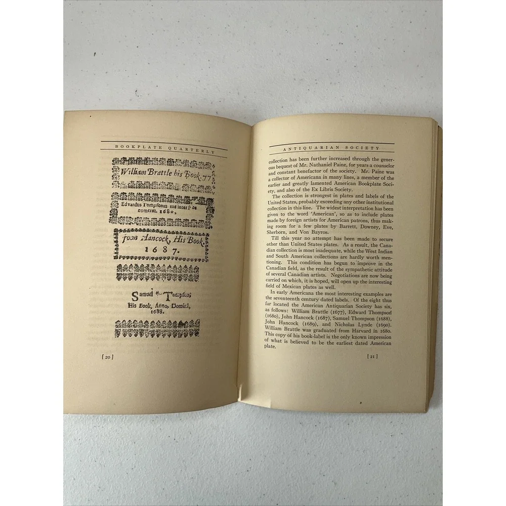 The Bookplate Quarterly April 1918‎ American Society Ex Libris Antique Book Rare